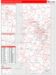 Youngstown-Warren-Boardman Metro Area Wall Map Red Line Style